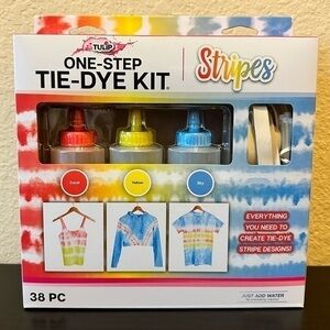 Tulip Tie-Dye Kit One Step Stripes 38 Pieces Coral Yellow Sky DIY Summer Craft